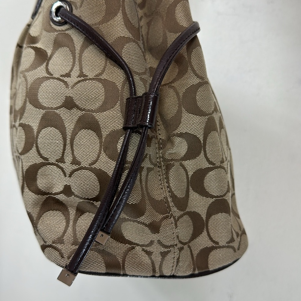 (X2) Coach, Brown shoulder bag with signature founded in 1941 - Picture 6 of 15